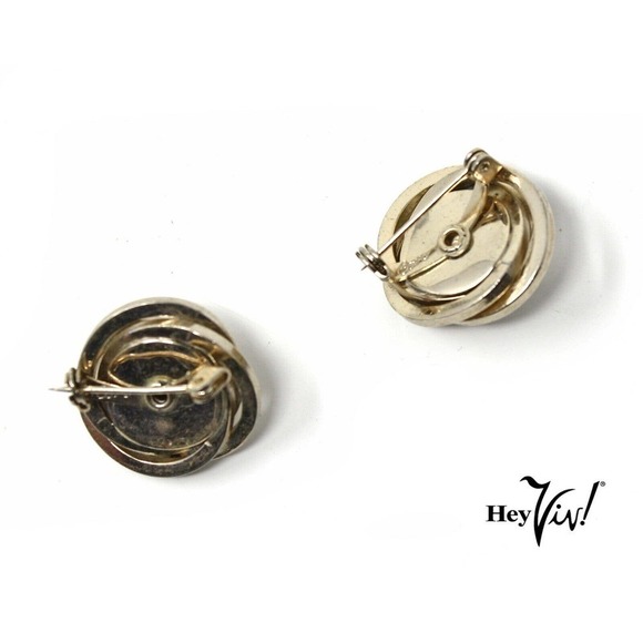 Vintage 2 Matching Coro Signed Pins 1" Swirl Design w Purple Rhinestone -Hey Viv - Picture 2 of 7